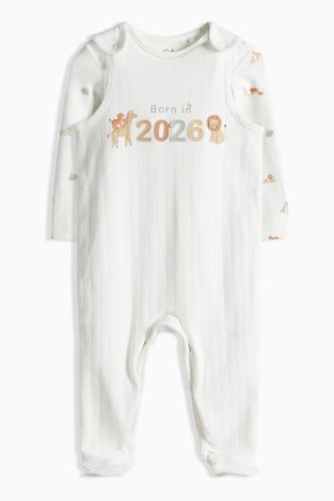 Unisex - Animale sălbatice - set cu salopetă - 2 piese - alb