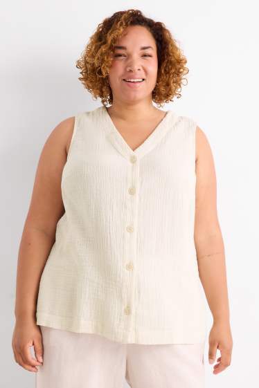 Damen - Top - cremefarben