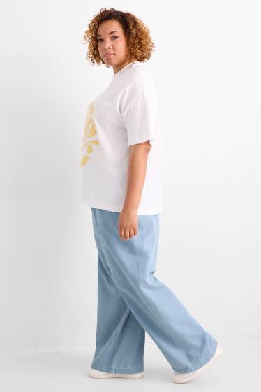 Dámské - Wide leg jeans - high waist - světle modrá