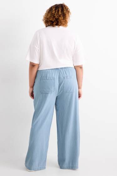 Dámské - Wide leg jeans - high waist - světle modrá