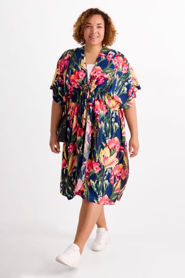 Women - Kimono - floral - dark blue