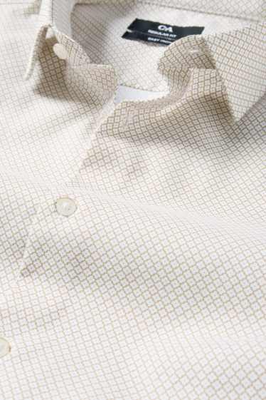 Hommes - Chemise de bureau - regular fit - col kent - facile à repasser - à motif - blanc / beige