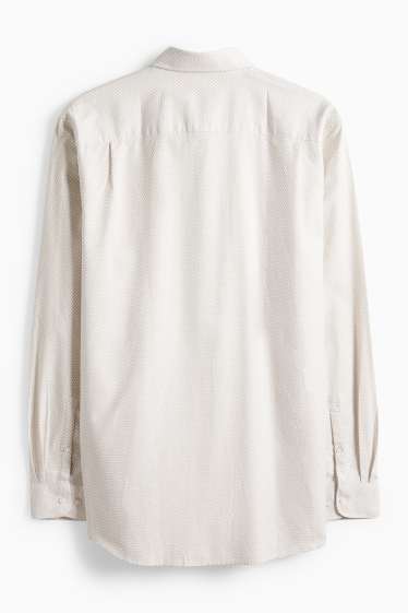 Hommes - Chemise de bureau - regular fit - col kent - facile à repasser - à motif - blanc / beige