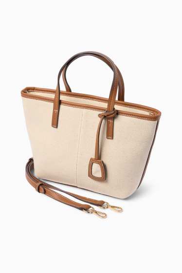 Donna - Shopper grande con spallaccio removibile - beige / marrone