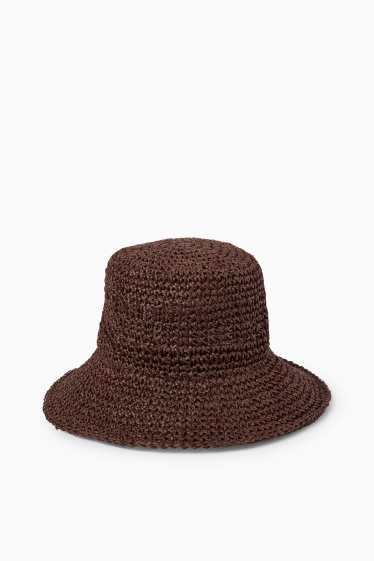 Dames - Strohoed - donkerbruin