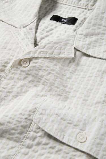 Bărbați - Cămașă - relaxed fit - guler cu rever - gri deschis