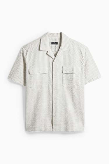 Bărbați - Cămașă - relaxed fit - guler cu rever - gri deschis