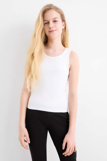 Enfants filles - Ensemble - T-shirt, débardeur et pantalon de jogging - 3 pièces - noir / blanc