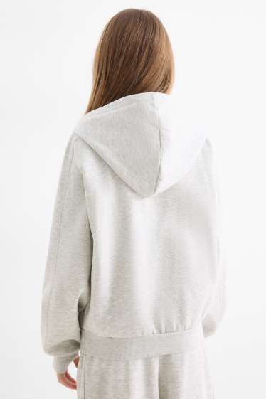 Bambine - Felpa con zip e cappuccio - grigio chiaro melange