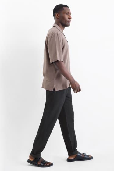 Herren - Chino - Tapered Fit - Leinen-Mix - schwarz