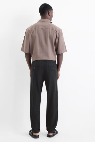 Herren - Chino - Tapered Fit - Leinen-Mix - schwarz