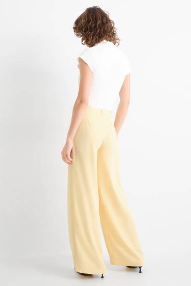 Femmes - Pantalon de bureau - mid waist - straight leg - jaune clair