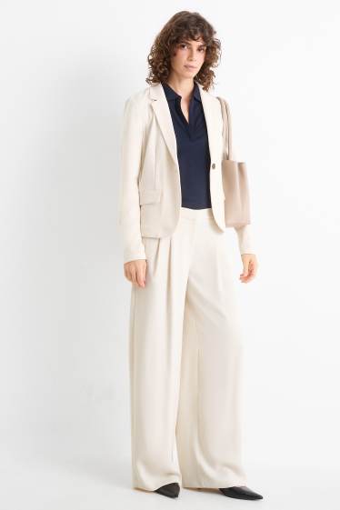 Dames - Business-broek - mid waist - straight leg - crème wit