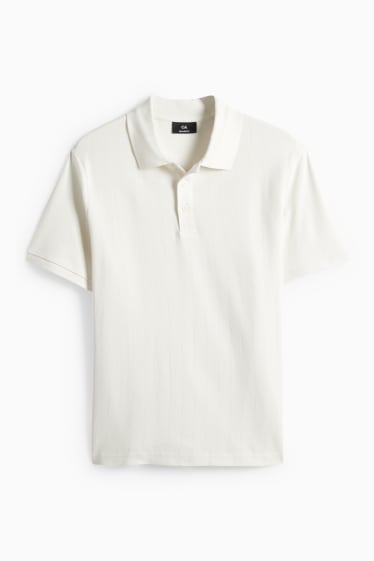 Pánské - Polokošile - relaxed fit - žebrovaná - strukturovaná - krémově bílá