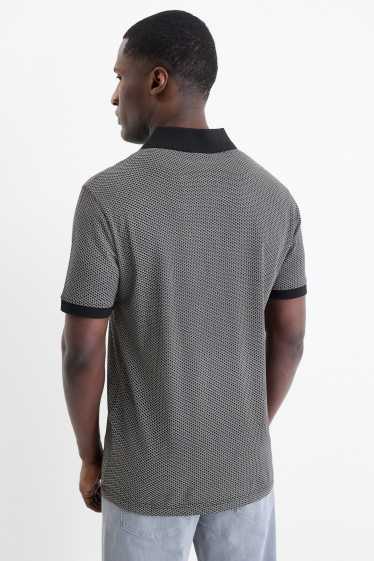 Heren - Poloshirt - regular fit - met patroon - zwart