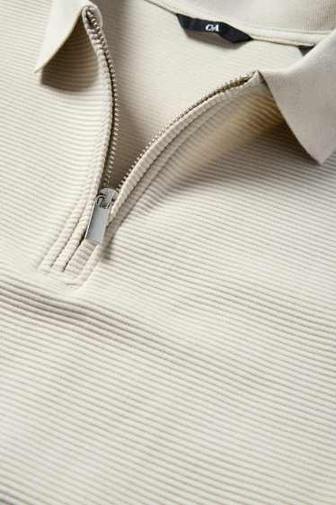 Heren - Poloshirt - regular fit - geribd - beige