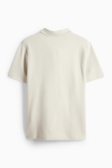 Heren - Poloshirt - regular fit - geribd - beige