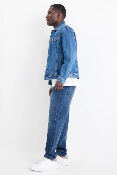 Men - Relaxed tapered jeans with linen content - blue