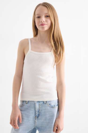 Kinder Mädchen - Set - Pullover und Top - 2 teilig - weiß / gelb