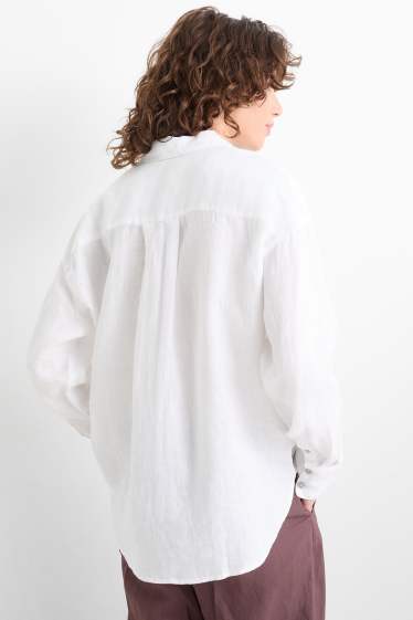 Women - Linen shirt blouse - white