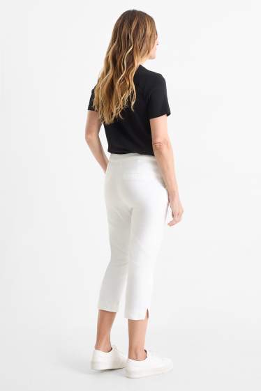 Dámské - Capri kalhoty - mid waist - slim fit - krémově bílá