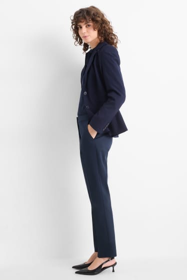 Damen - Stoffhose - Mid Waist - Slim Fit - dunkelblau