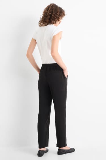 Femmes - Pantalon de toile - mid waist - tapered fit - noir