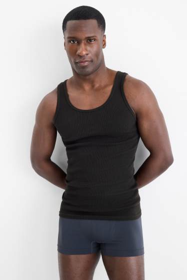 Hommes - Lot de 3 - maillots de corps - finition finement côtelée - noir