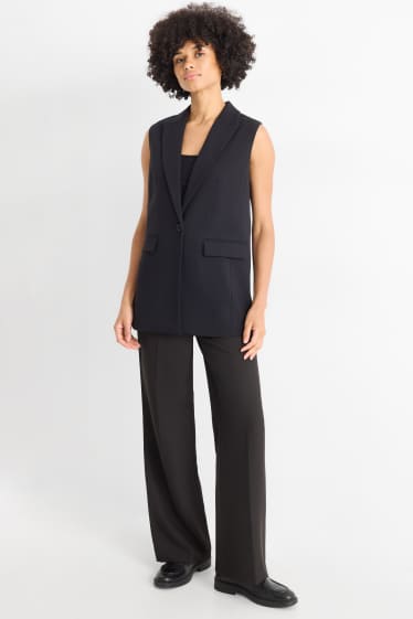 Femei - Pantaloni office - talie medie - wide leg - negru