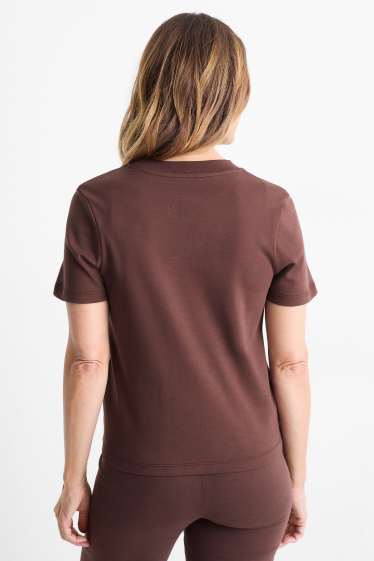 Women - T-shirt - slim fit - dark brown