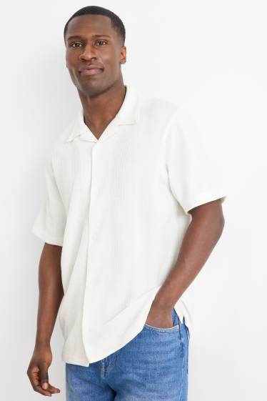 Herren - Hemd - Regular Fit - Reverskragen - strukturiert - weiss