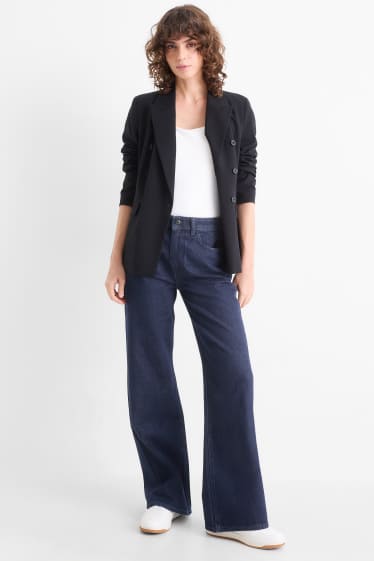 Women - Wide leg jeans - mid-rise waist - dark blue
