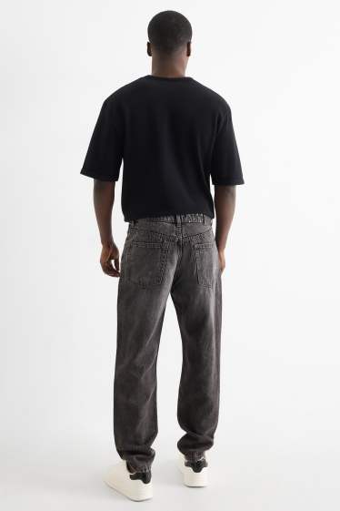 Pánské - Relaxed tapered jeans s lněným podílem - černá