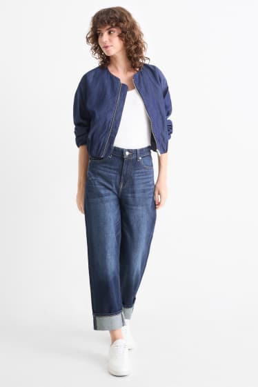 Damen - Relaxed Jeans - Mid Waist - dunkelblau