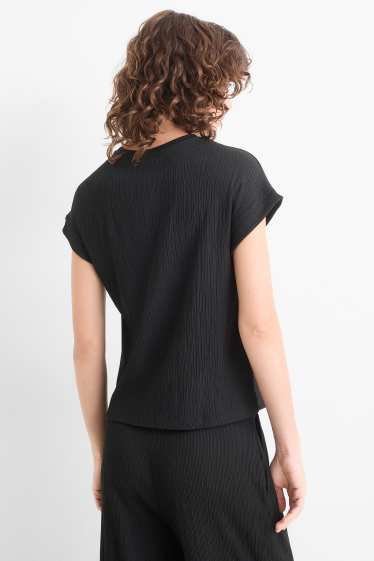 Femei - Tricou - relaxed fit - structurat - negru