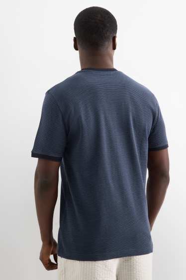 Herren - T-Shirt - Regular Fit - strukturiert - dunkelblau