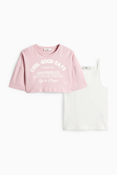 Kinderen: meisjes - Sweatjack - wit / roze