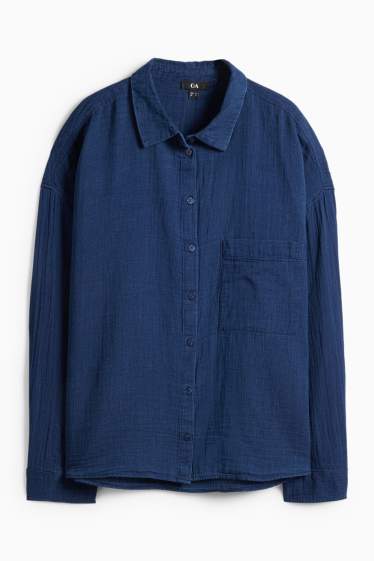 Damen - Musselin-Bluse - dunkelblau