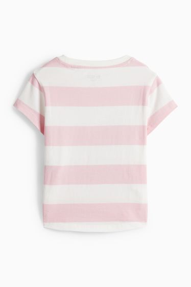 Enfants filles - Hello Kitty - T-shirt - à rayures- effet brillant - blanc / rose