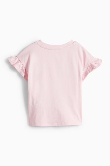 Bambine - Farfalla - maglia a maniche corte - effetto brillante - rosa
