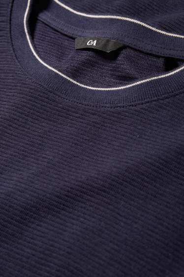 Heren - T-shirt - regular fit - met structuur - donkerblauw