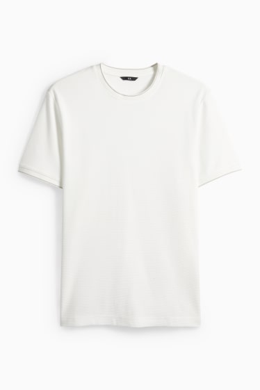 Herren - T-Shirt - Regular Fit - strukturiert - weiß