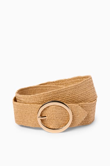 Damen - Stroh-Gürtel - beige
