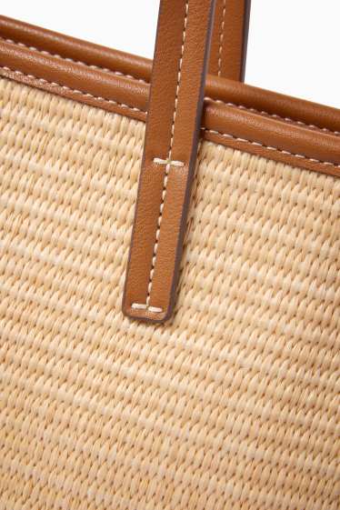 Damen - Großer Shopper mit abnehmbarem Taschengurt - beige