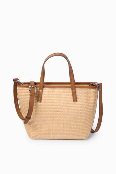 Damen - Großer Shopper mit abnehmbarem Taschengurt - beige