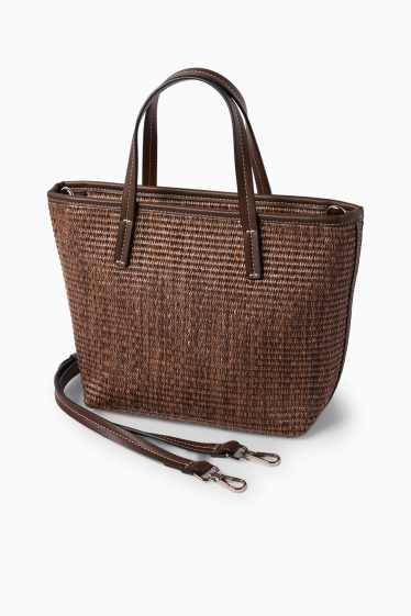 Damen - Großer Shopper mit abnehmbarem Taschengurt - dunkelbraun