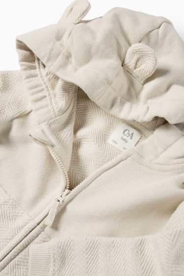 Bébés garçons - Sweat zippé en molleton à capuche pour bébé - finition texturée - gris clair
