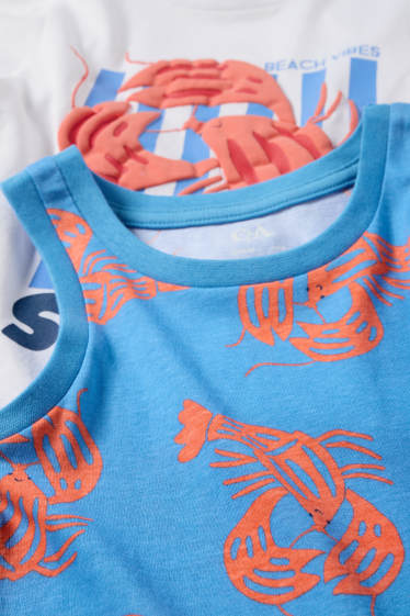 Děti - chlapci - Multipack 2 ks - Humr - letní pyžamo - 4 díly - bílá/modrá