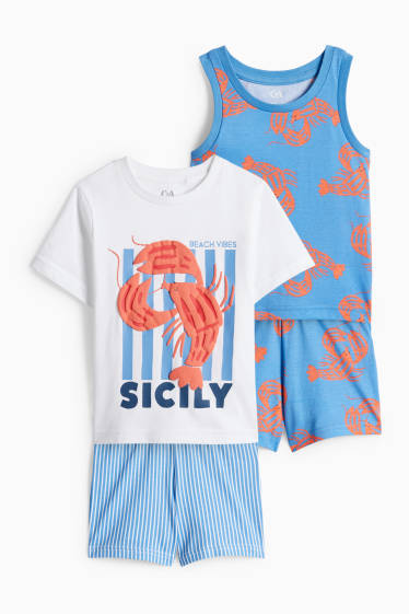 Děti - chlapci - Multipack 2 ks - Humr - letní pyžamo - 4 díly - bílá/modrá