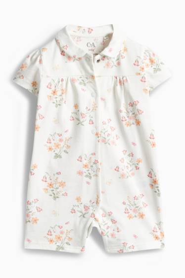 Miminka - dívky - Květiny - pyžamo pro miminka - bílá
